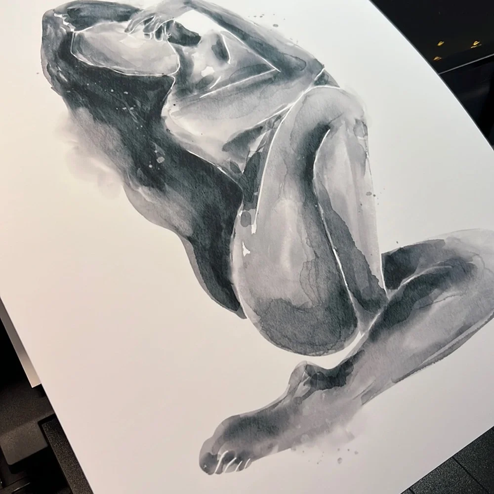 Watercolor Abstract Nude Woman Portrait Print Poster Unframed - Picture 17 of 17